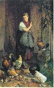 Hans Thoma Huhnerfutterung oil